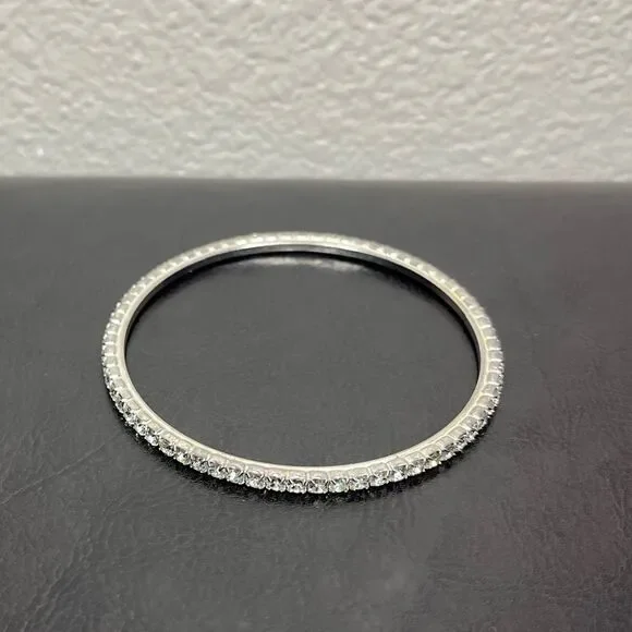 Diamond Bracelet Bangle Women’s Jewelry Silver Grey White Stone Costume… - Picture 8 of 8